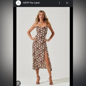 Brown cowl neck slip dress